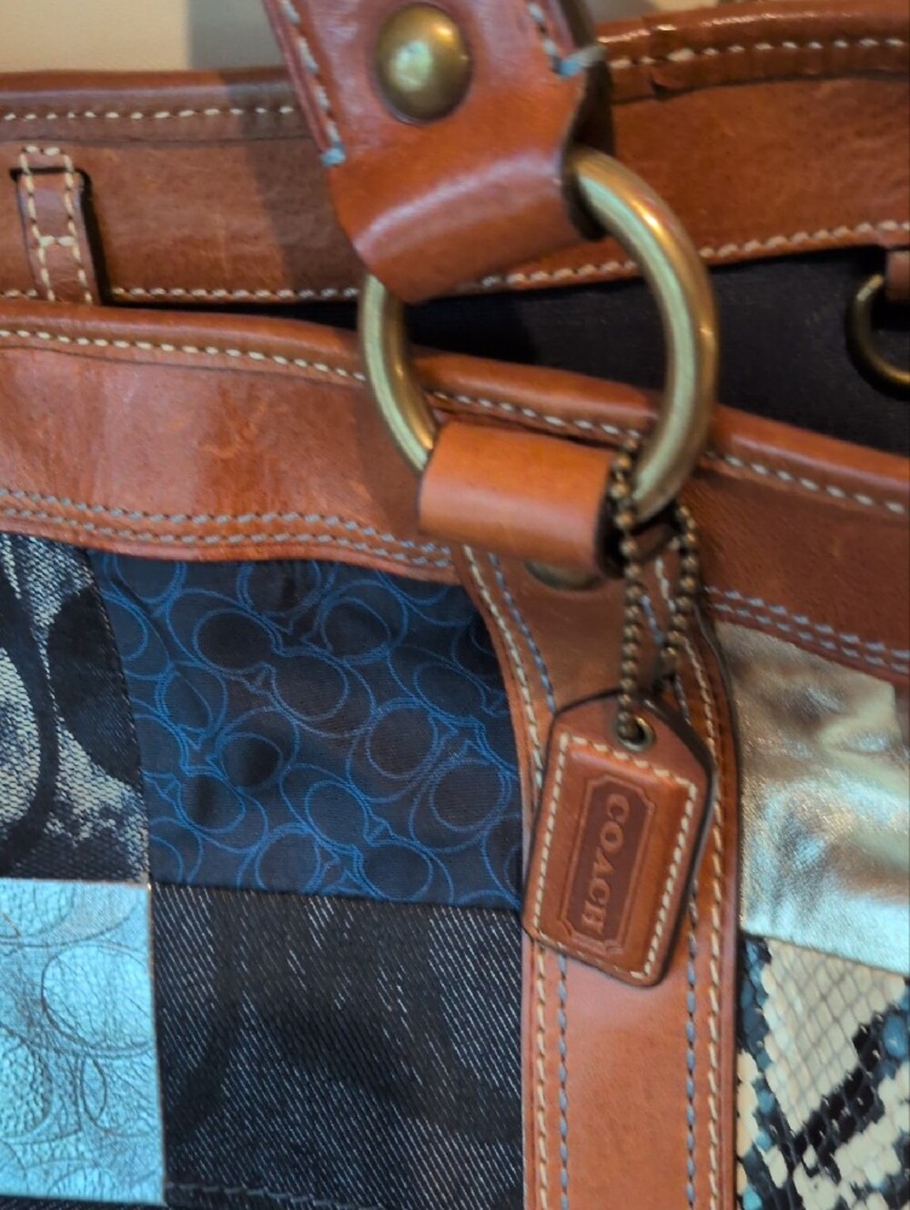 Coach Patchwork Mini Tote with Brown Leather Trim and… - Gem
